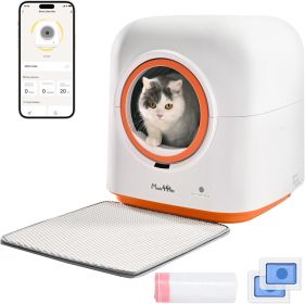 60L Automatic Cat Litter Box, Smart App Control, Deodorizing, Infrared Sensor, Suitable For Multiple Cats (Color: White)
