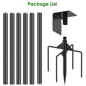 1 Set  79.92in Bird House Pole Kit Height Adjustable Bird Feeder Pole Mount Kit Heavy Duty Bird House Pole Set With 5 Prongs Base For Bird House (Color: Black)