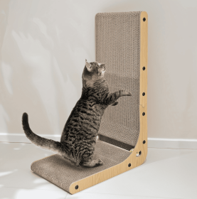 Large Size Cat Scratching Board, 23.6 Inch L Shape Cat Scratching Pad Wall Mounted, Cat Scratching Board With Ball Toy For Indoor Cats To Play (Option: Cat scratching post)