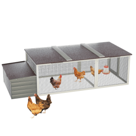 20.93ft  Large Wooden Chicken Coop Outdoor Hen House With Nesting Box  Weatherproof Asphalt Roof Walk In Poultry Cage With Secure Locks Metal Mes (Option: Gray)
