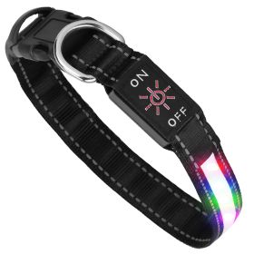 Light Up Dog Collar LED Dog Collar Safety Night Glowing Dog Collar with 9 Light Colors IPX7 Waterproof USB Rechargeable S/M/L (Option: s)