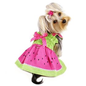Juicy Watermelon Sundress with Large D (Color: Pink/Lime, size: S)