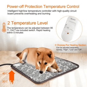 Pet Heating Pad Dog Cat Electric Heating Mat Waterproof Adjustable Warming Blanket (Option: Gray)